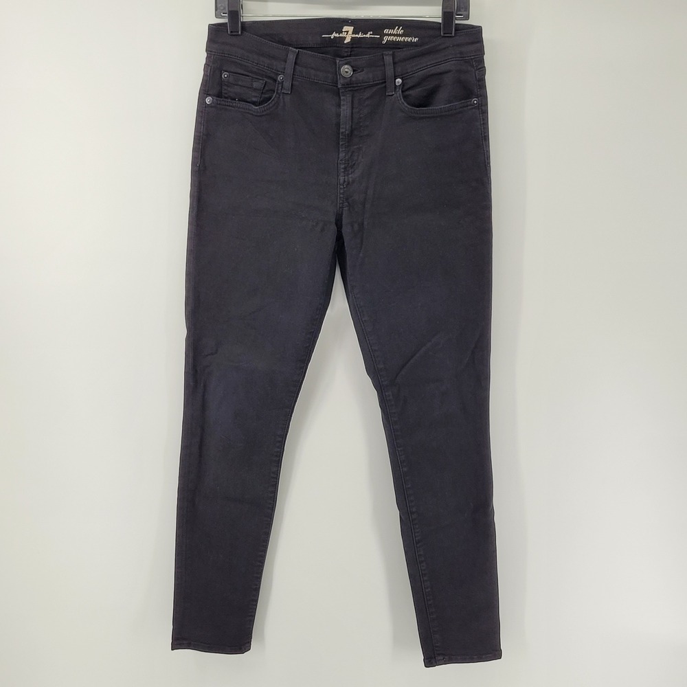 7 For All Mankind Gwenevere Ankle Jeans Womens 29 Black Skinny Low Rise Stretch